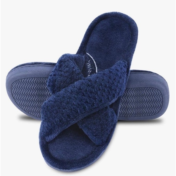Shoes - NWT Open Toe Cross Band Slippers, Memory Foam Slip on Home Slippers 7-8